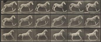 EADWEARD MUYBRIDGE (1830-1904) Horse pushing a block, plate 657 * Horse rocking, plate 649, from Animal Locomotion.